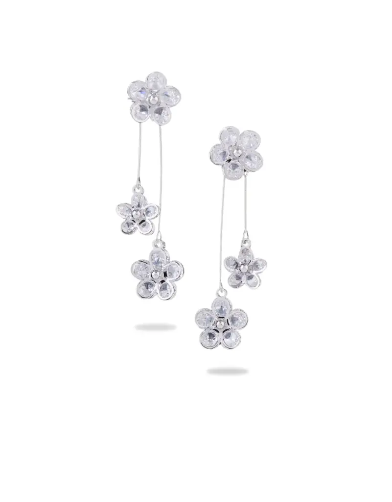 Solibelle Oxidized Silver Flower Earrings