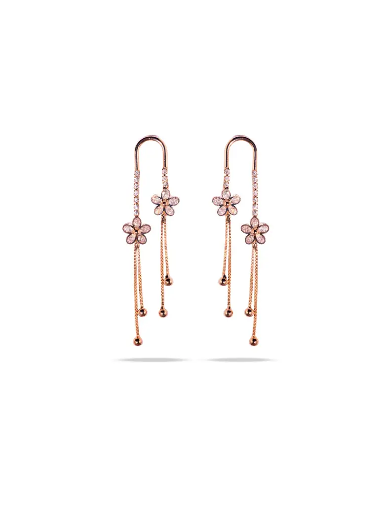 Solibelle 18K Rose Gold Floral Drop Earrings