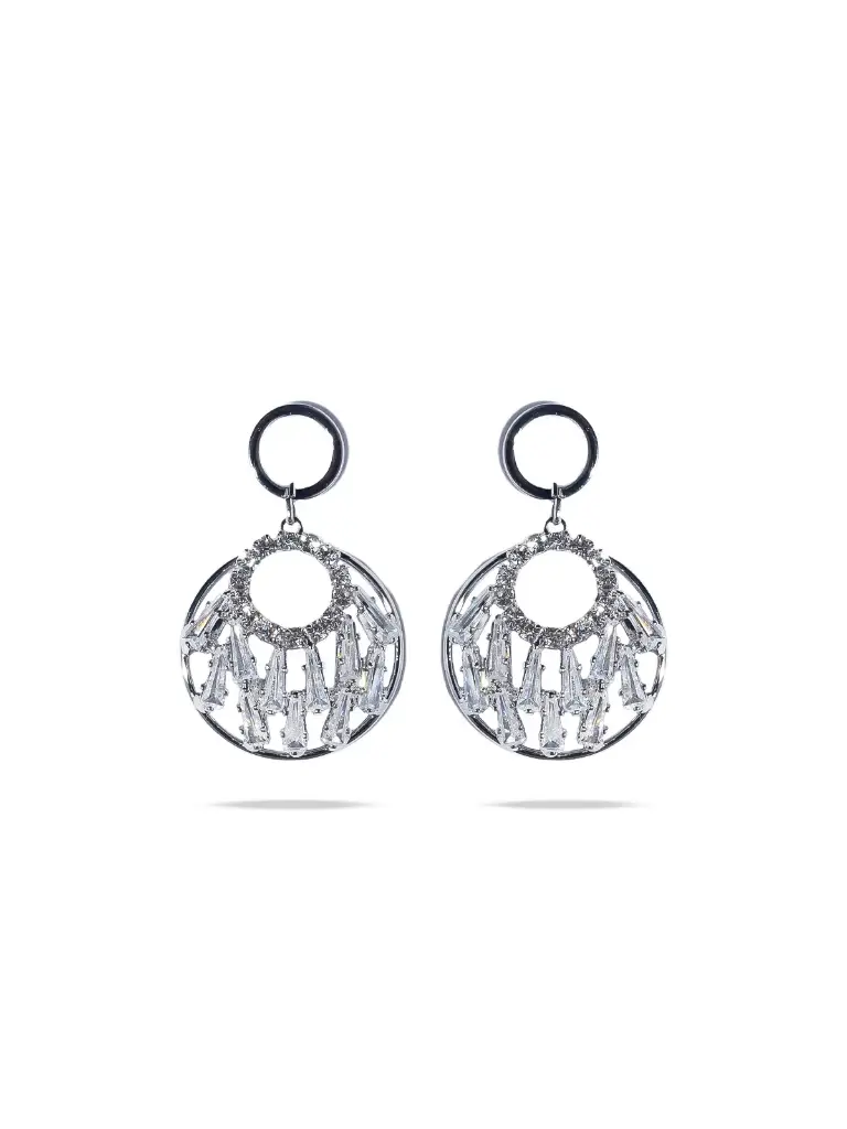 Solibelle Silver Zircon Drizzle Drop Earrings