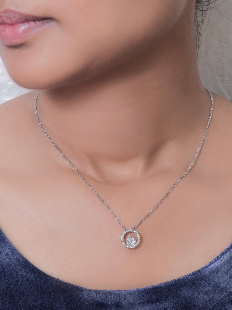 Solibelle Elegance Silver Plated Chain Pendant