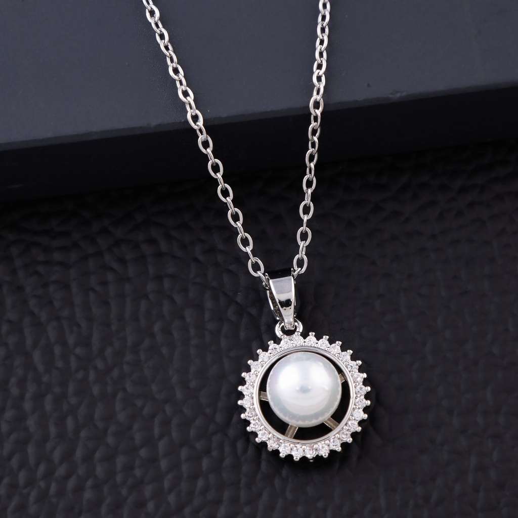 Solibelle  Silver Rhodium-Plated Pearl Pendant