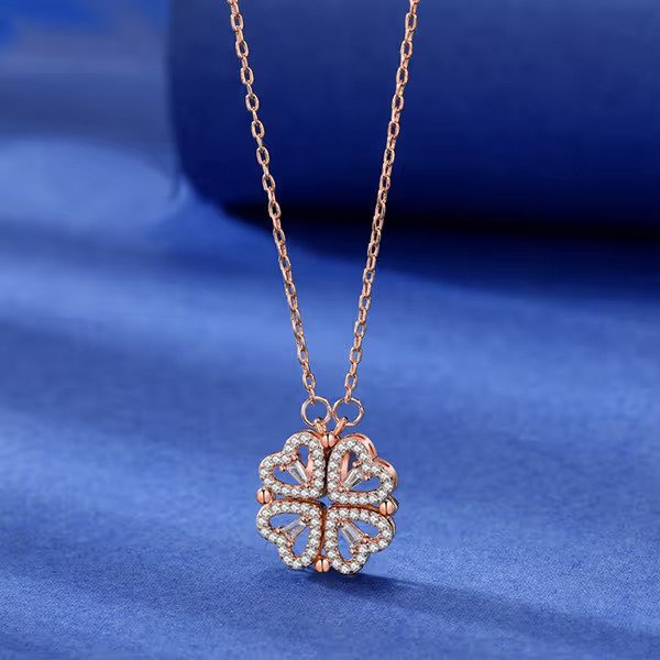 Solibelle Rose Gold Plated Magnetic Flower Chain Pendant