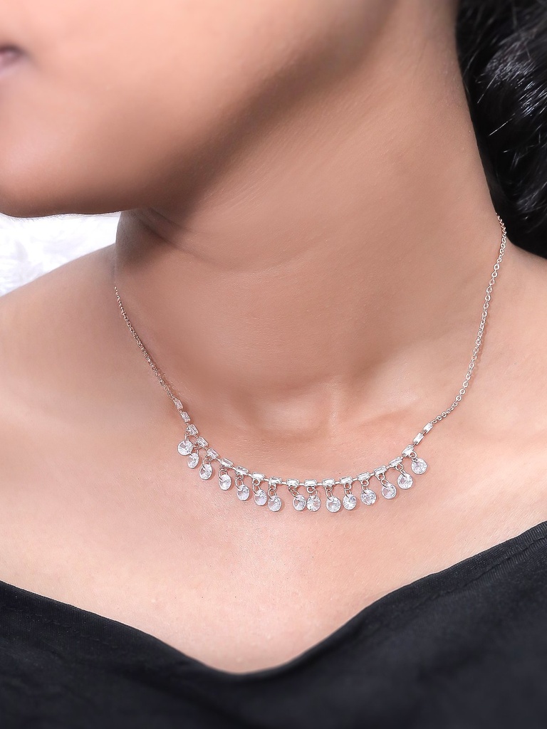 Solibelle Brilliant White Dimond Charms Queen Necklace