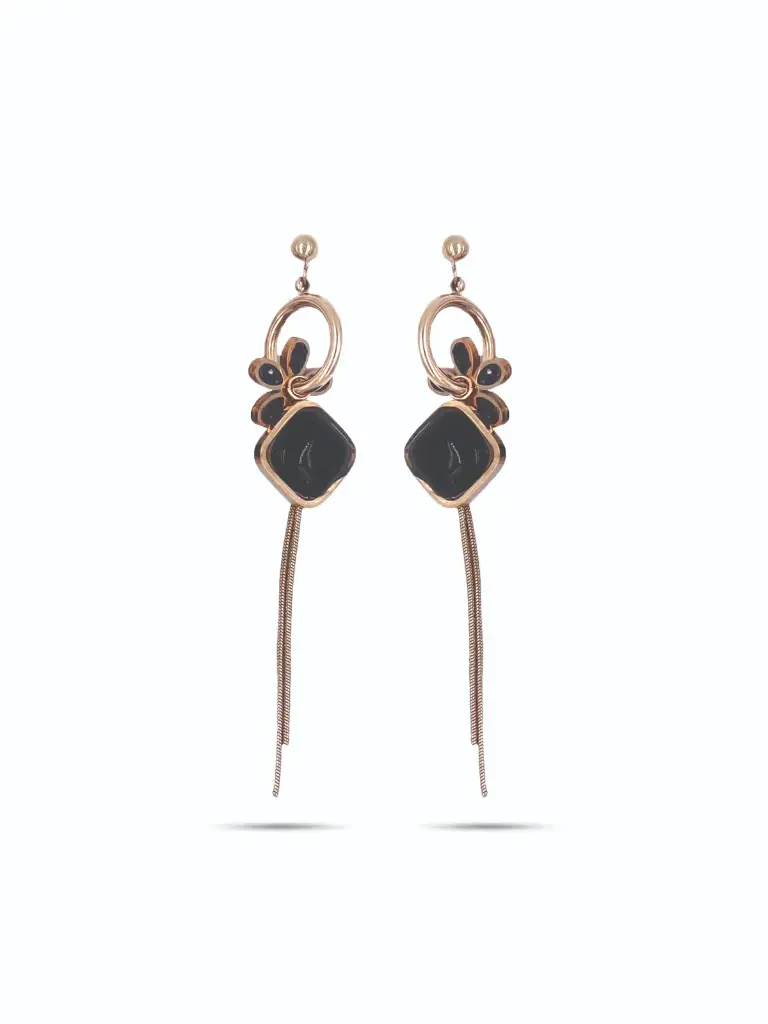 Solibelle 18K Rose Gold Plated Stunning Butterfly and Chain Earrings
