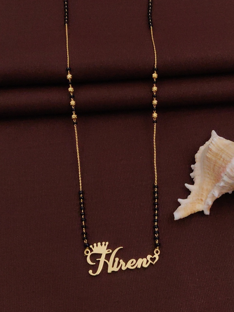 Solibelle Timeless Heart Queen Love Mangalsutra  (Customized Name)