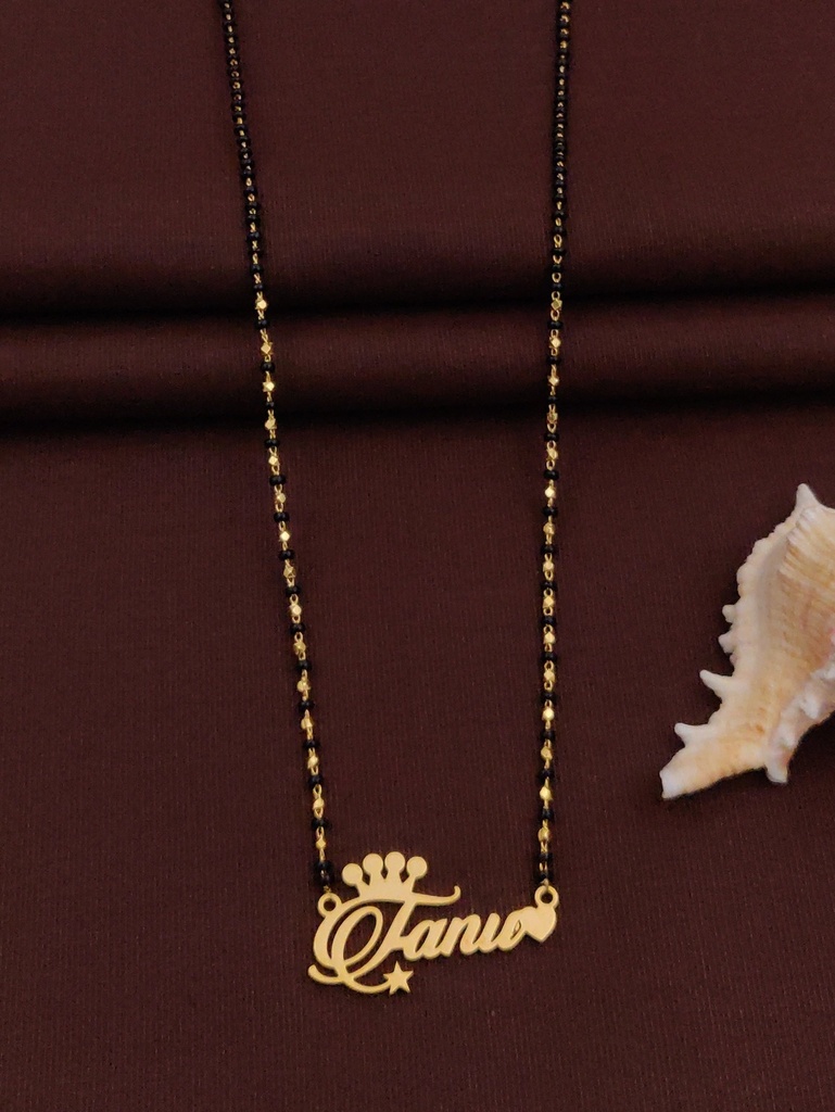 Solibelle Heart Star Queen Mangalsutra (Customized Name)