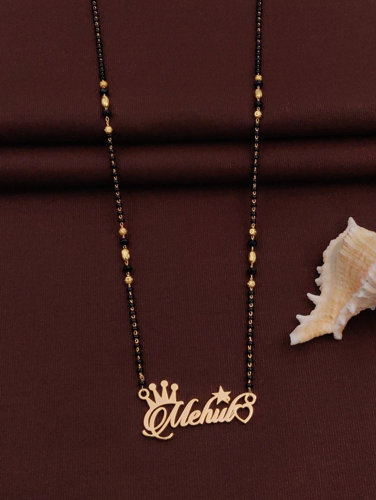 Solibelle Personalized Gold Plated Heart Mangalsutra(Customized Couple Name)