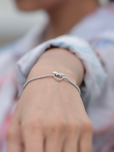 [ADB14] Solibelle 925 Silver Dual Heart Shaped Bracelet