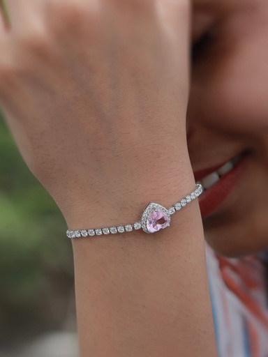 [ADB23] Solibelle Chic Silver Heart-Shaped Bracelet