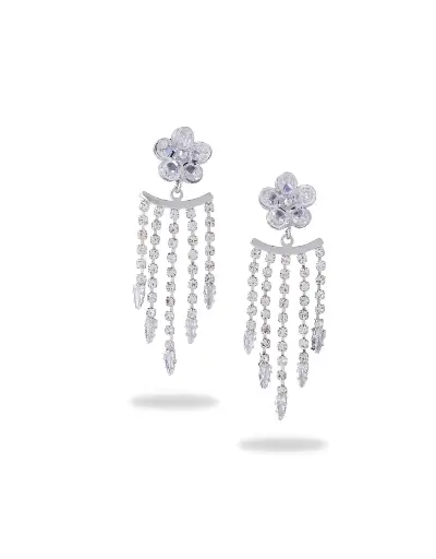 [VAD518] Solibelle Rhodium plated Drop Crystal Earrings