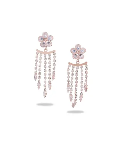 [VAD517] Solibelle Rose Gold Zircon Drizzle Drop Earrings