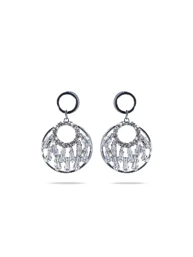 [VAD512] Solibelle Silver Zircon Drizzle Drop Earrings