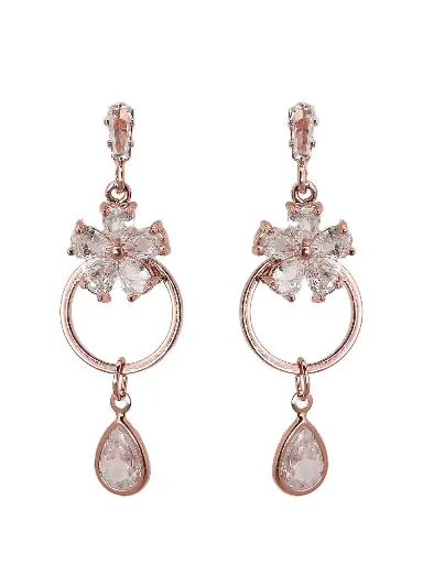 [VAD522] Solibelle 18K Gold Plated Floral Drop Earrings