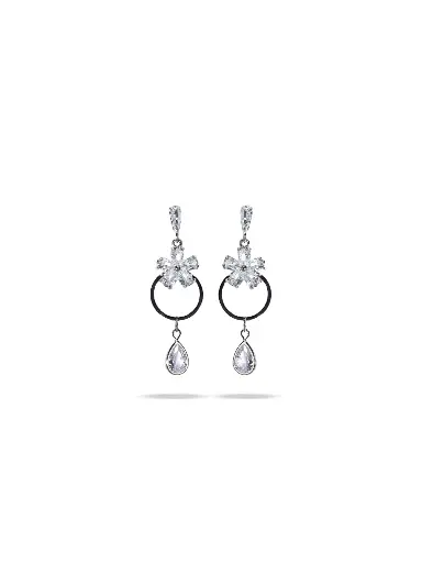 [VAD521] Solibelle Silver Plated Brass Floral Drop Earrings