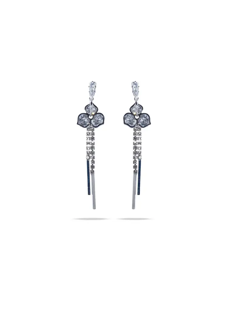 [VAD510] Solibelle Rhodium Silver Drop Earrings