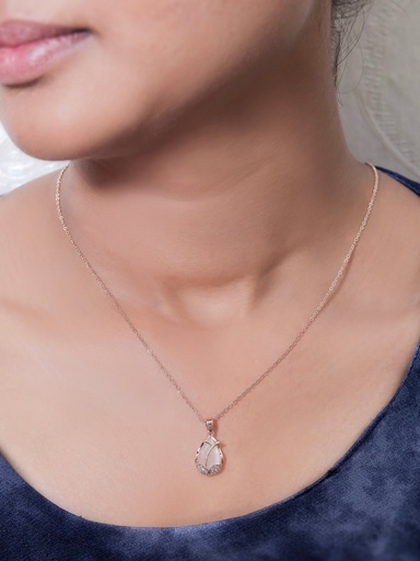 [KC3032] Solibelle 18K Rose Gold Oval Pendant Necklace