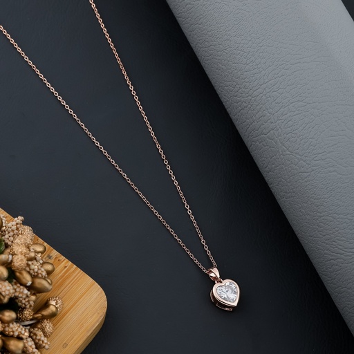[KC3029] Solibelle Gold Plated Zirconia Studded Heart Necklace