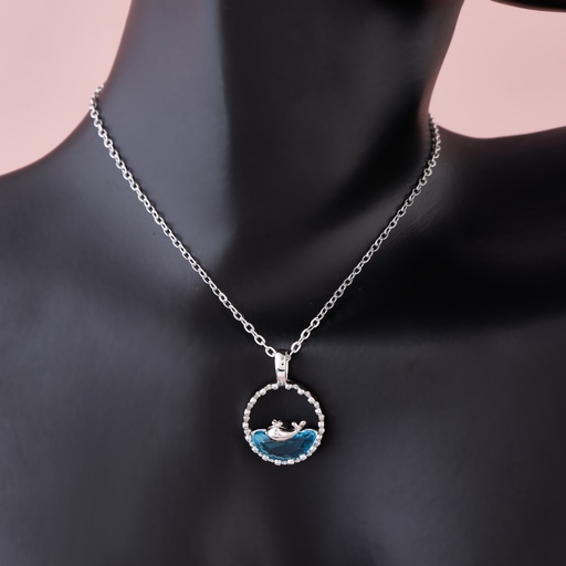 [KC3019] Solibelle Whale Silver Plated Blue Whale  Korean Pendant