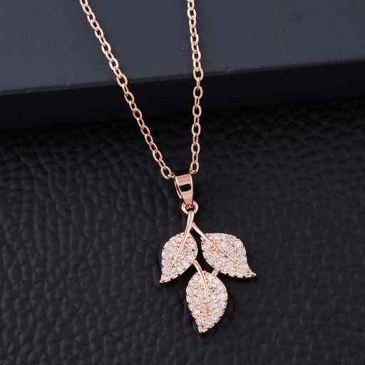 [KC3034] Solibelle Rose Gold Leaf Oval Chain Pendant