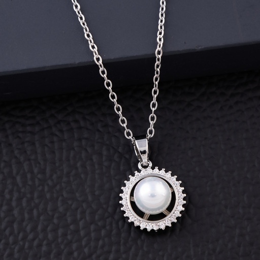 [KC3053] Solibelle  Silver Rhodium-Plated Pearl Pendant