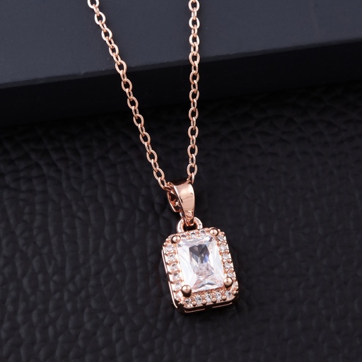 [KC3031] Solibelle Sterling Silver Solitaire Cubic Gold Plated Pendant