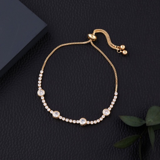 [ADB4] Solibelle Round Charm Gold Plated Bracelet
