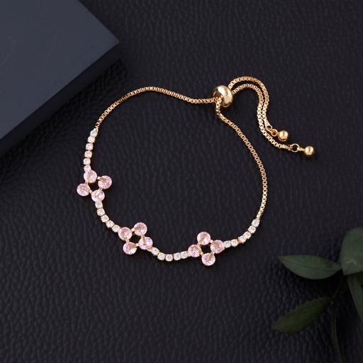 [ADB7] Solibelle Pink Diamond Rose Gold Plated Bracelet