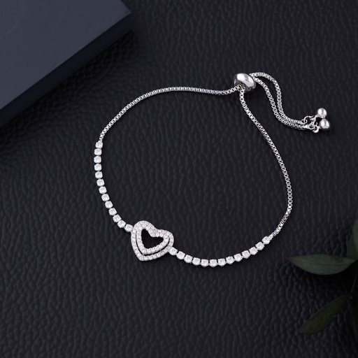 [ADB13] Solibelle Silver Heart AD Bracelet
