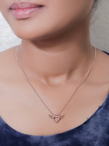 [KC2037] Solibelle Premium Quality Rose Gold Dazzling Heart Pendant
