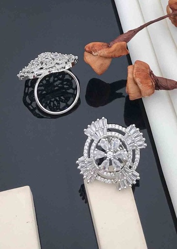 [AR08] Solibelle AD Stone Silver Plated Rings For Women