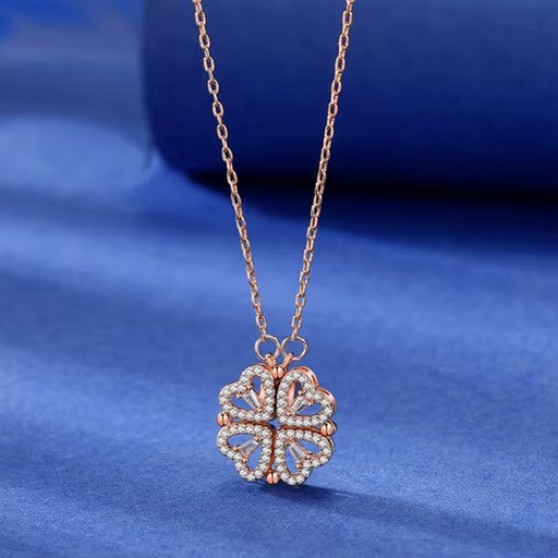 [KCD1043] Solibelle Rose Gold Plated Magnetic Flower Chain Pendant