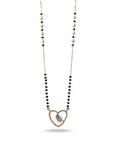 [ROSE GOLD MANGALSUTRA-01] Solibelle American Diamond Heart Shaped Mangalsutra
