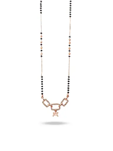 [ROSE GOLD MANGALSUTRA-03] Solibelle Rose Gold Zirconia Elegance Mangalsutra