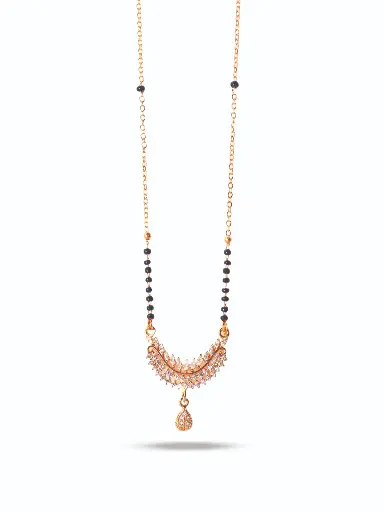 [ROSE GOLD MANGALSUTRA-11] Solibelle Black Beads Mangalsutra