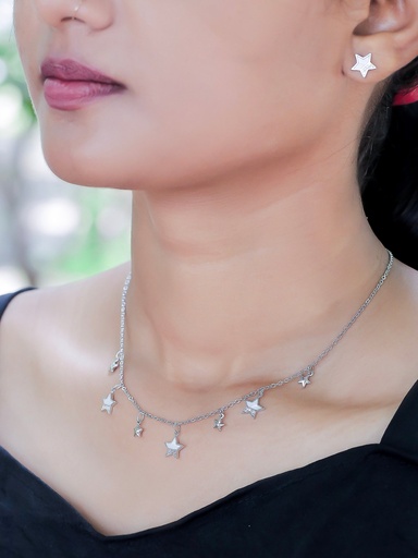 [KC3076] Solibelle Rhodium Plated Star Queen Necklace