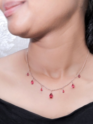 [KC3084] Solibelle Stunning Red Round Stone Queen Necklace