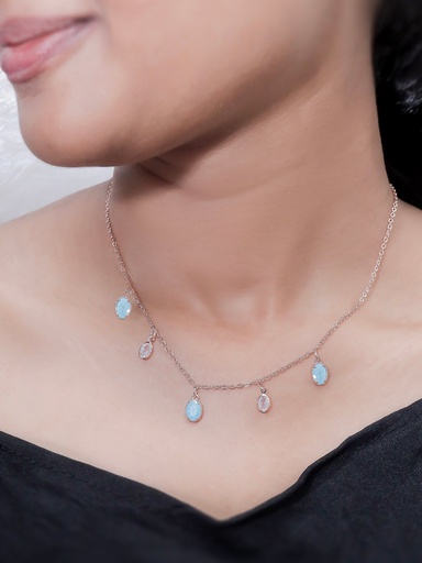 [KC3086] Solibelle Blue And White dimond Queen Necklace