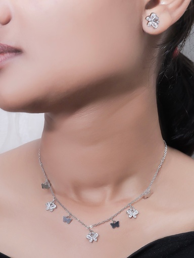 [KC3079] Solibelle Silver Plated Butterfly Queen Necklace