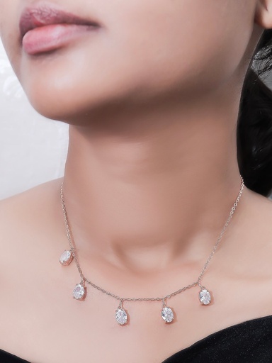[KC3097] Solibelle Stunning Oval White Queen Necklace