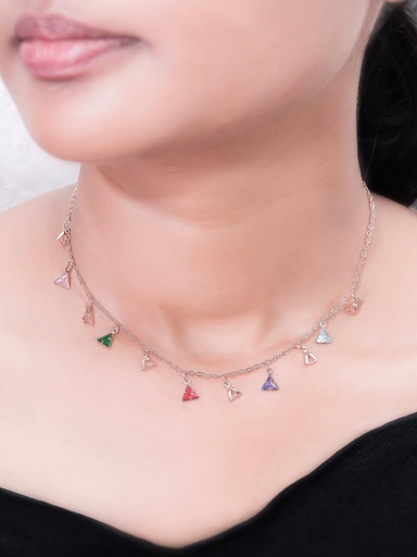[KC3099] Solibelle Multi Colour Triangle Queen Necklace