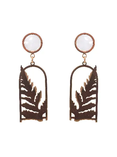 [VAD-07] Solibelle 18K Rose Gold Plated Chic Leaf Drop Earrings 