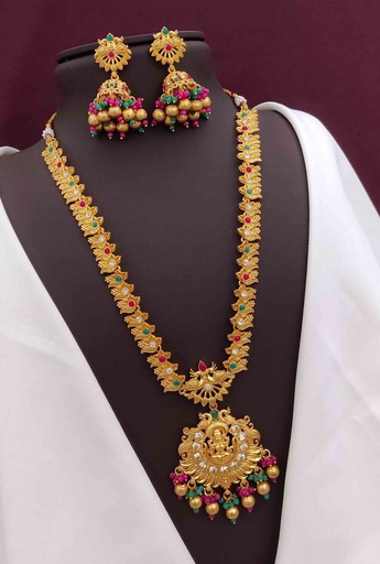 [RLS-7102] Solibelle Sparkling Laxmi Gold Plated Jewellery for Celebrations