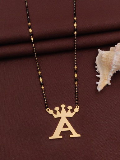 [Customized Name Mangalsutra-01] Solibelle Gold Plated King Shape Mangalsutra Personalize Your Love (Customized Name)