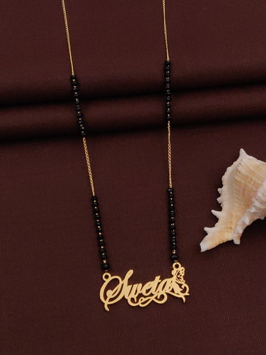 [Customized Name Mangalsutra-02] Solibelle Gold Plated Classic Name Mangalsutra(Customized Name)
