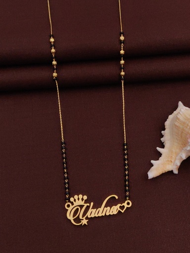 [Customized Name Mangalsutra-03] Solibelle Personalized Heart Star Mangalsutra Your Love in Gold(Customized Name)