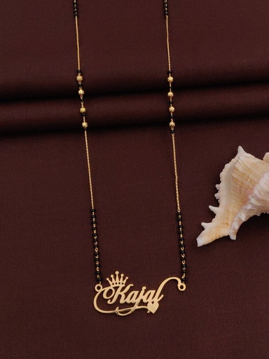 [Customized Name Mangalsutra-04] Solibelle Gold Plated Queen Mangalsutra Personalize Your Love (Customized Name)