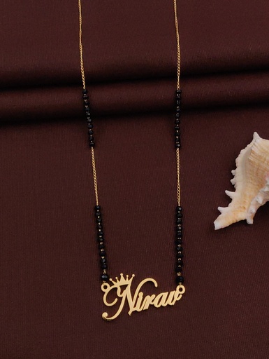 [Customized Name Mangalsutra-14] Solibelle Gold Plated Queen Mangalsutra (Customized Name)