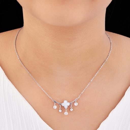 [KC-3154] Solibelle Chic Silver Charm Necklace with Sparkling Zirconia