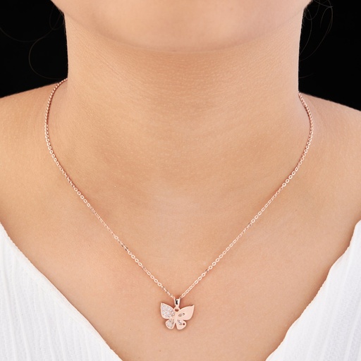 [KC-3104] Solibelle 18K Rose Gold Butterfly Pendant Necklace