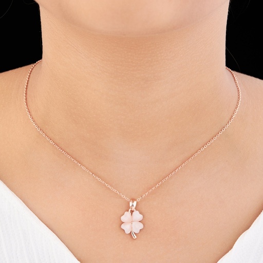[KC-3110] Solibelle 18K Rose Gold Heart Flower Pendant Necklace